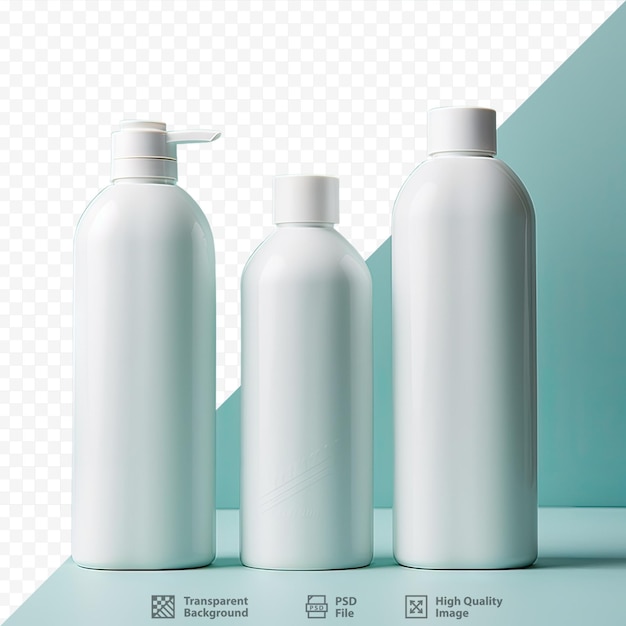 Shampoo bottles alone on transparent background