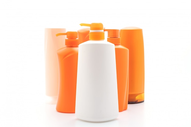 shampoo or hair conditioner bottle on white background