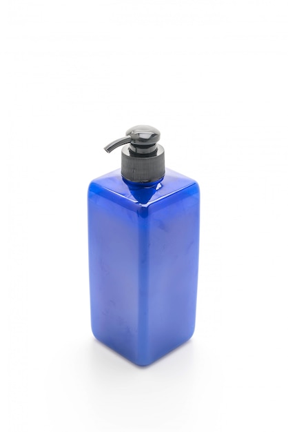 Foto bottiglia di shampoo o sapone su sfondo bianco
