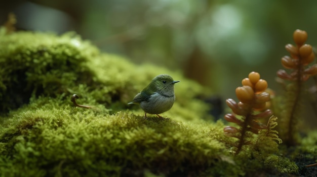 苔むした森のシャムロック鳥