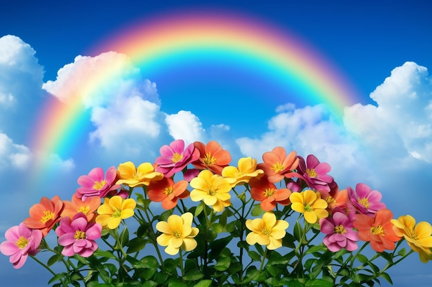 Foto shamrocks met een regenboog op de achtergrond