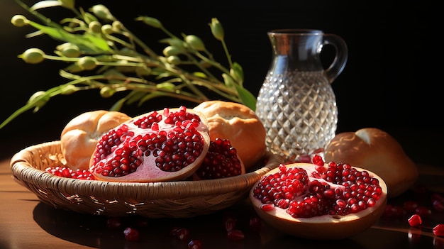 Shana Tova Symbols Pomegranate and Shofar