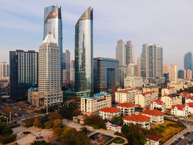 Shandong Qingdao stad kustlijn luchtfotografie