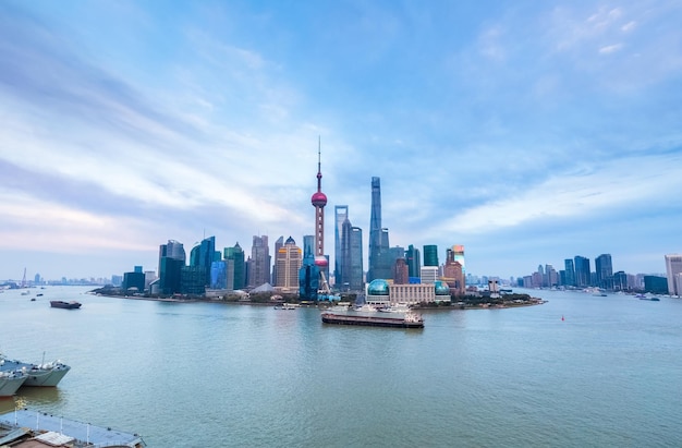 Shanghai cityscape in afternoon a panoramic view of pudong skyline and huangpu river