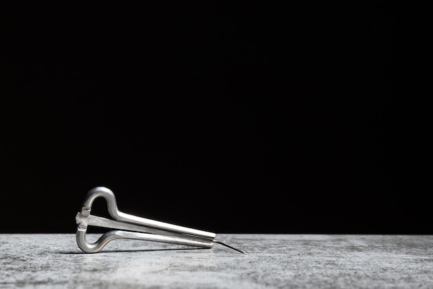 Shankobyz Kazakh musical instrument on a black background with copy space