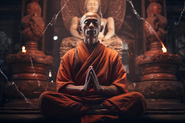 Shaolin monk meditating