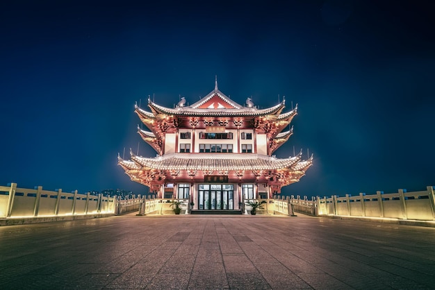 Shaoxing Oude Architectuur Straat Nacht Landschap