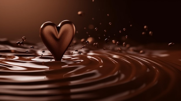 Shape chocolate rising from chocolate ripples