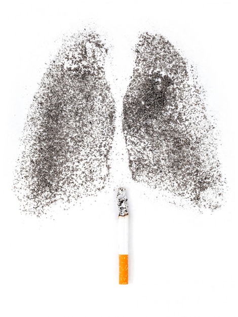 Shape of lungs with charcoal powder .