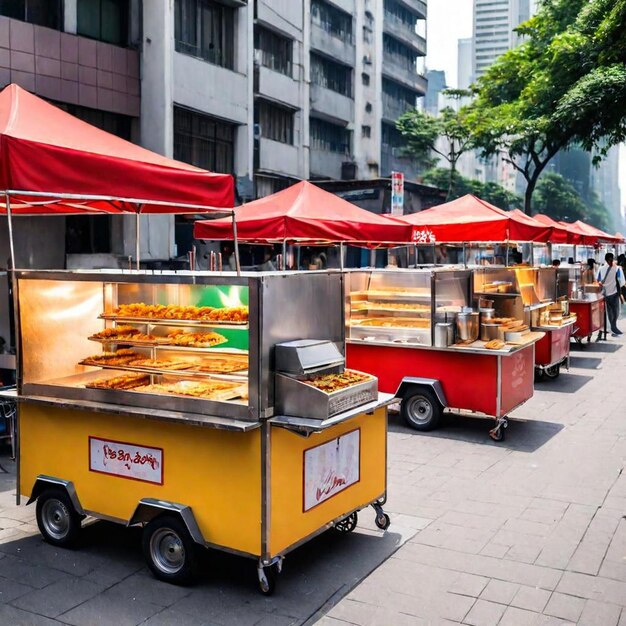 The shape of the street cart is based on food sold in big cities