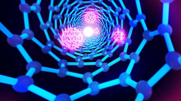 Структура формы нанотехнологий, нанотехнологии будущего, нанотехнологии абстрактного фона, 3d-рендеринга