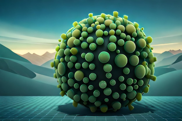 Photo the shape of the virus is green