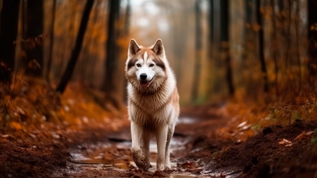 Shar Pei's Autumn Journey 진흙투성이 송곳니 동반자 AI Generative와 함께 가을의 아름다움을 탐험하다