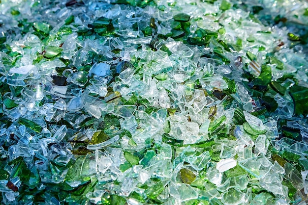 Shards of broken glass bottles Recycling Abstract background