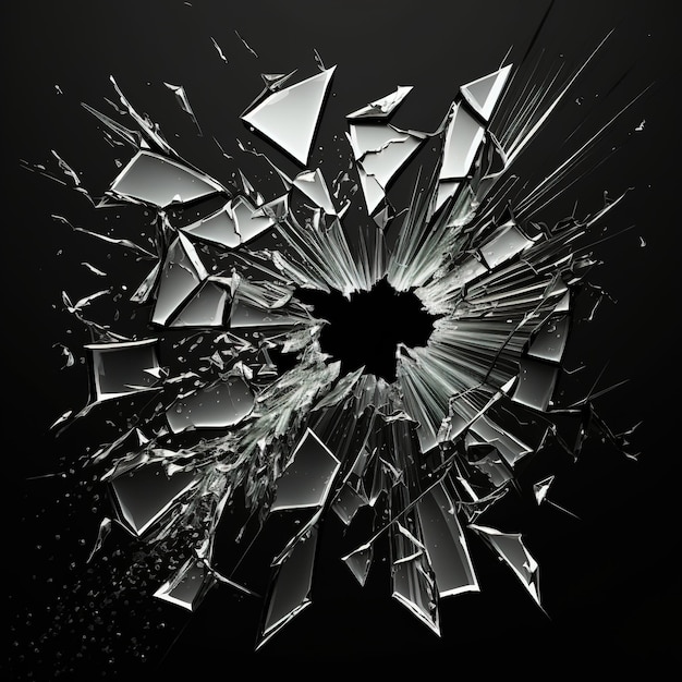 Shards of glass on a black background AI generated