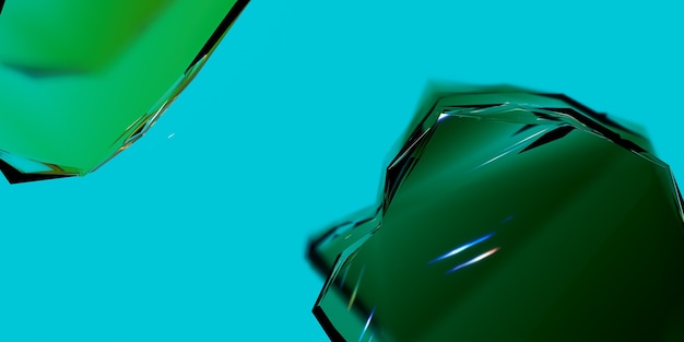 Shards of glass on a green background abstract illustration 3d\
render