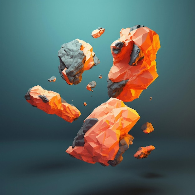 Shards of orange and gray stone in dynamics