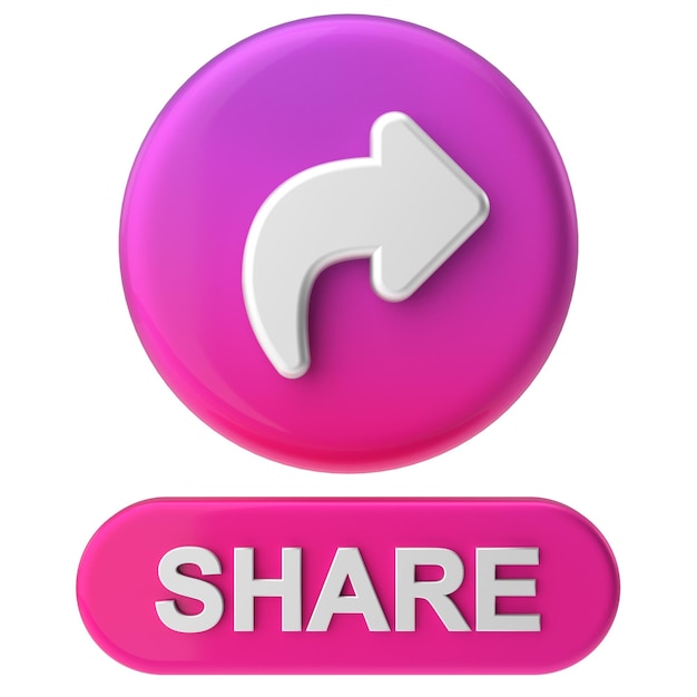 Share button Share icon 3D illustration