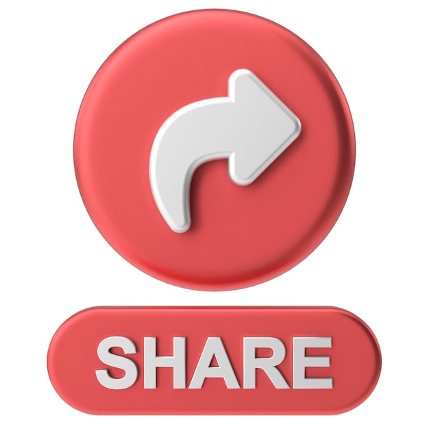 Share button Share icon 3D illustration