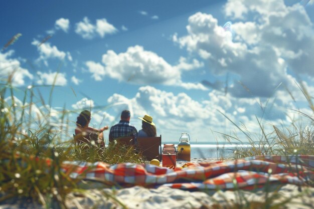 Photo share the fun of a family picnic at mustang island