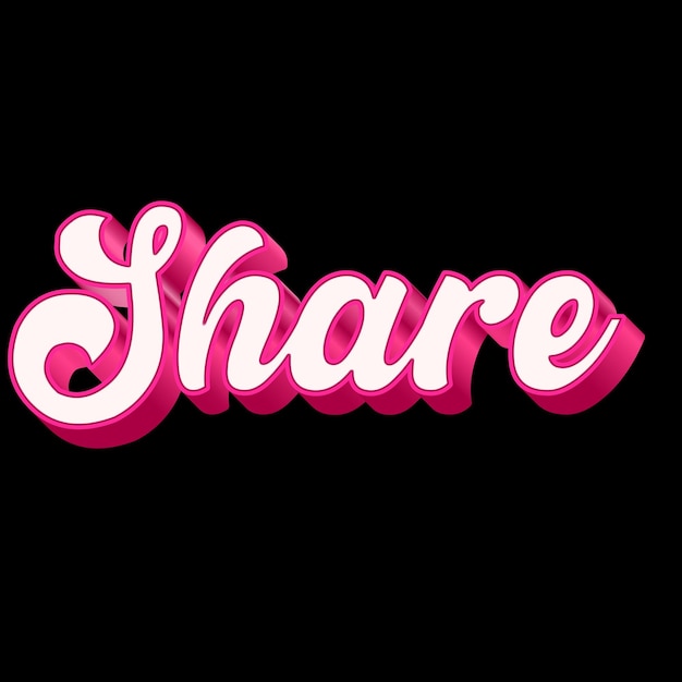 Share Typography 3D Design Pink Black White Background Photo JPG