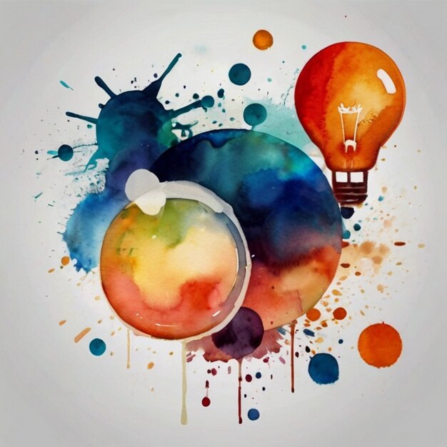 Sharing idea and intelligence innovation technology watercolor abstract background