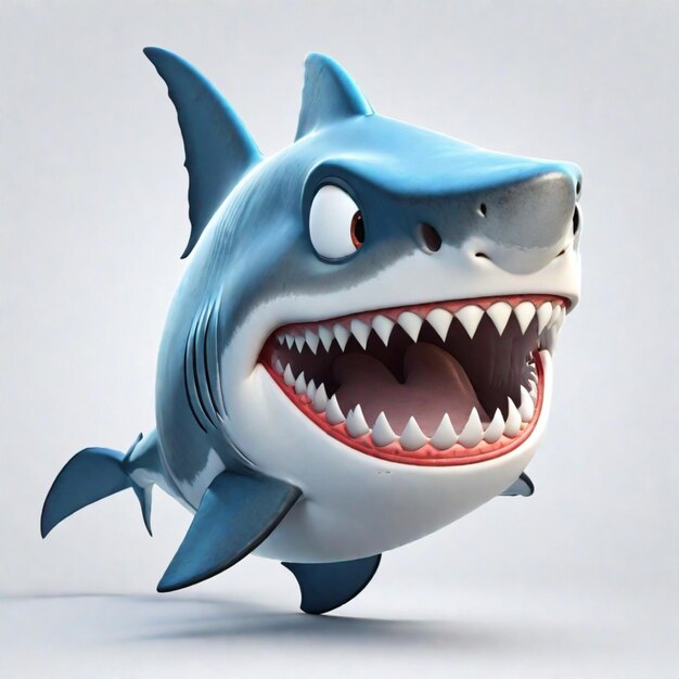 Акула 3D персонаж на белом фоне