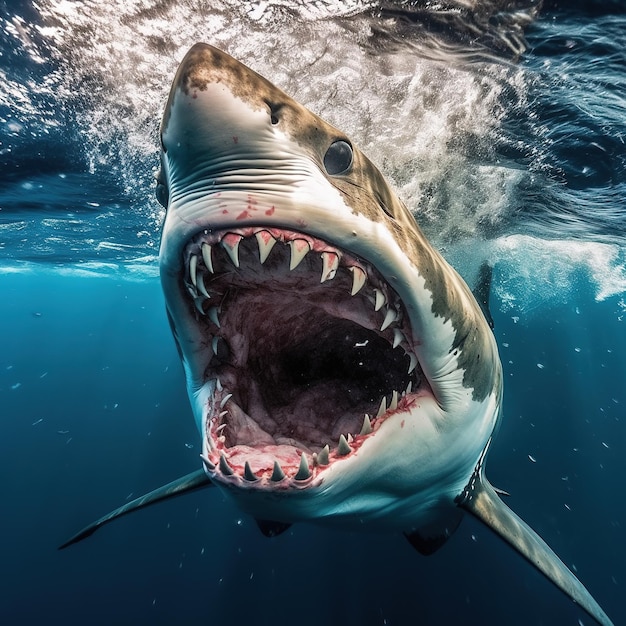 Premium AI Image | Shark Attack in a clear ocean waters