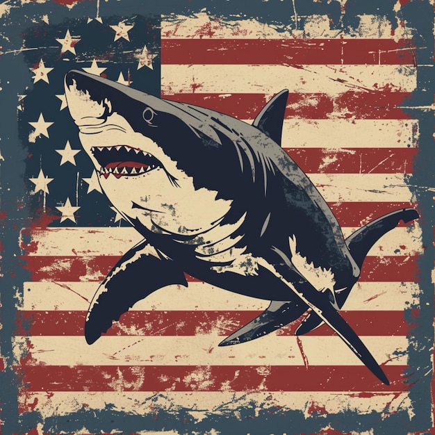 shark background with american flag