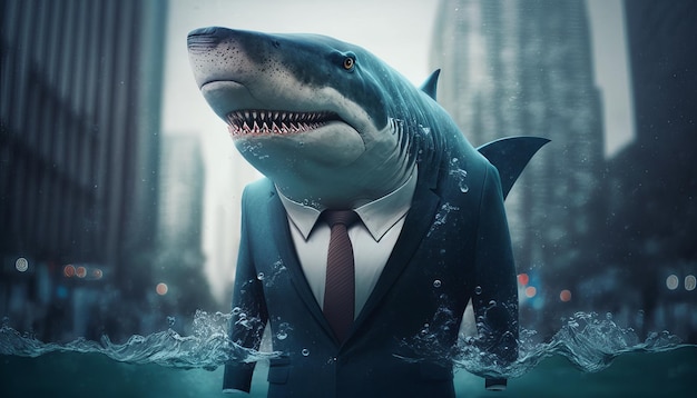 Фото Управление бизнес-концепцией shark и генеративный ии businessshark