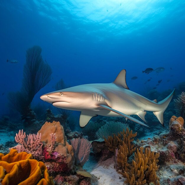 Shark closeup on a coral reef