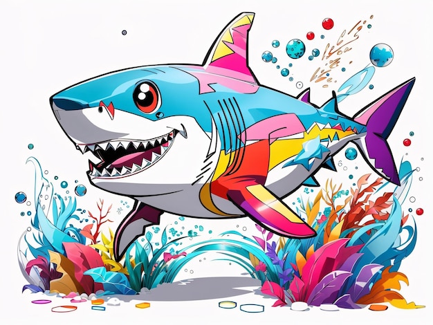 Shark Colorful Kids Illustration