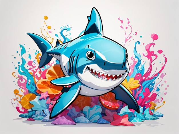 Shark Colorful Kids Illustration