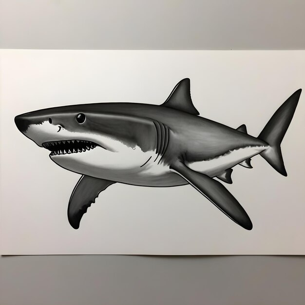 Photo shark drawing fierce and graceful marine life art