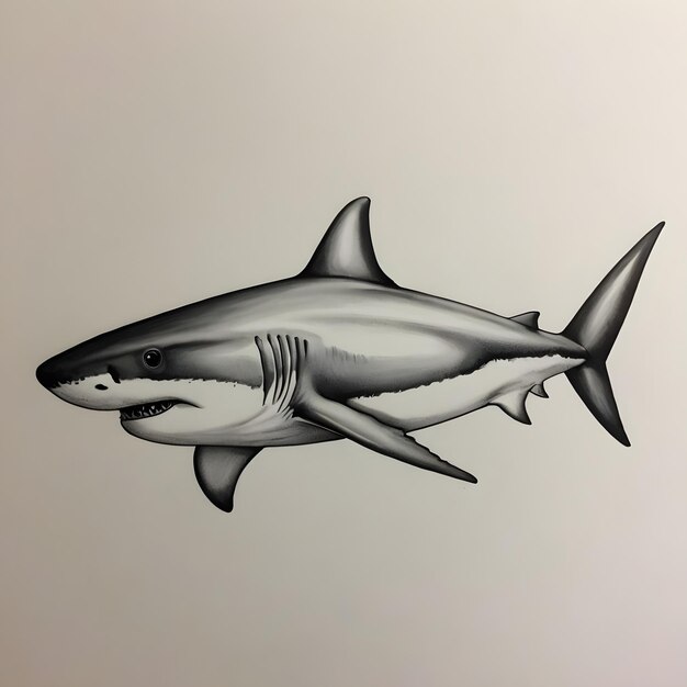 Photo shark drawing fierce and graceful marine life art