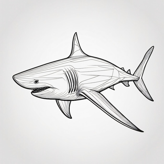 Shark fish line art drawing