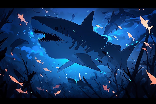 Photo shark halloween theme background illustration