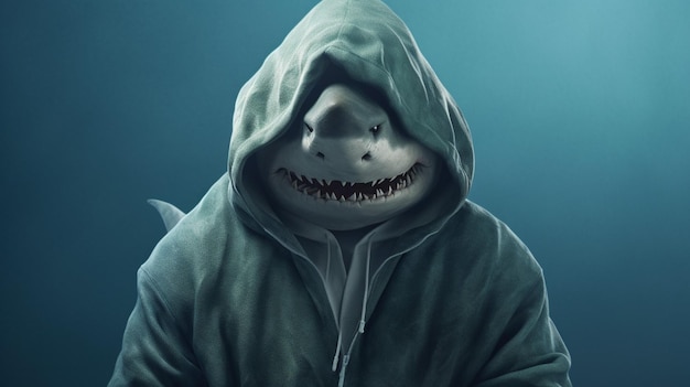 Photo a shark in a hoodie with the names on it