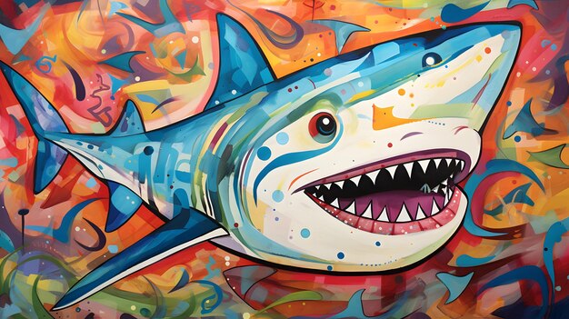 Shark illustration background design great white