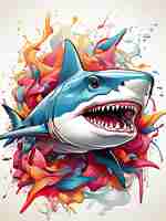 Photo shark illustration with splash