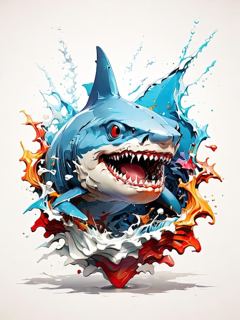 Photo shark illustration with splash