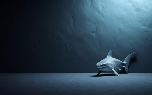 Photo a shark is swimming in a dark room.