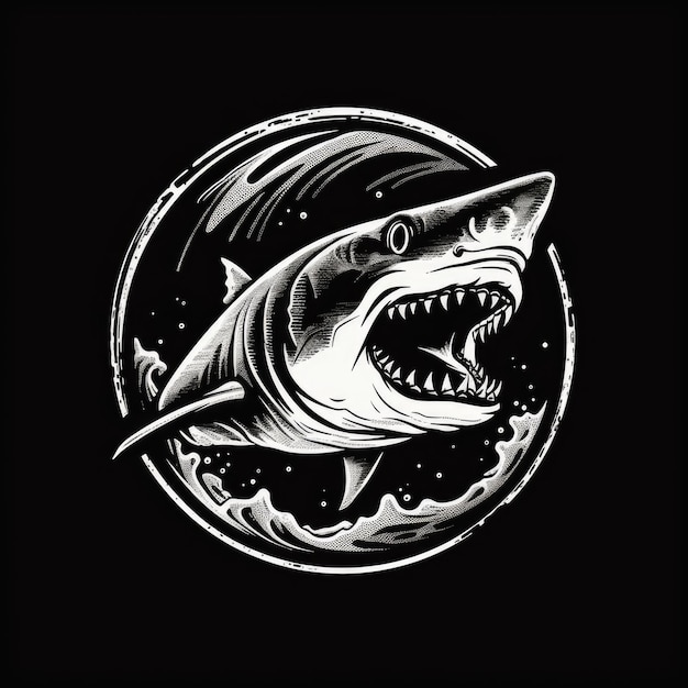 Photo shark logo black and white ai generated image