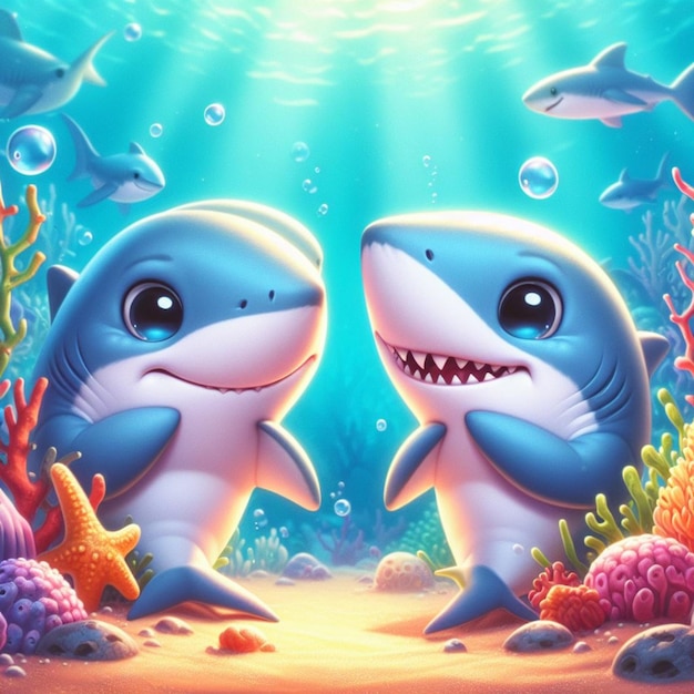 Shark love affair A story of two adorable sharks