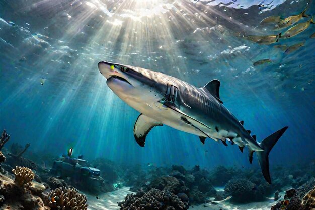 Photo shark in ocean illustration