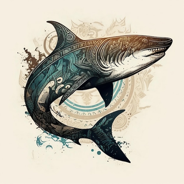 Photo shark silhouette totem abstract animal illustration