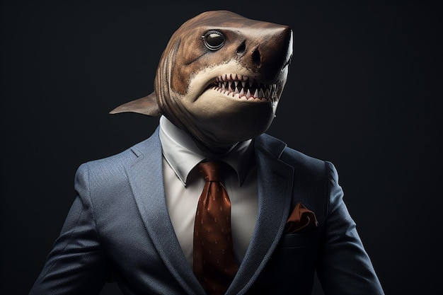 スタイリッシュ な ビジネス スーツ を 着 た サメ