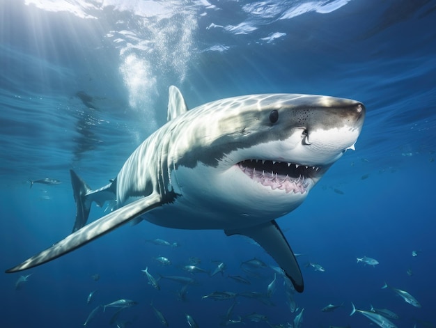 a shark swimming underwater