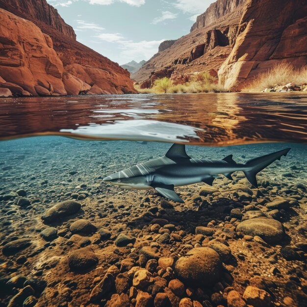 Акула, плавающая под водой.