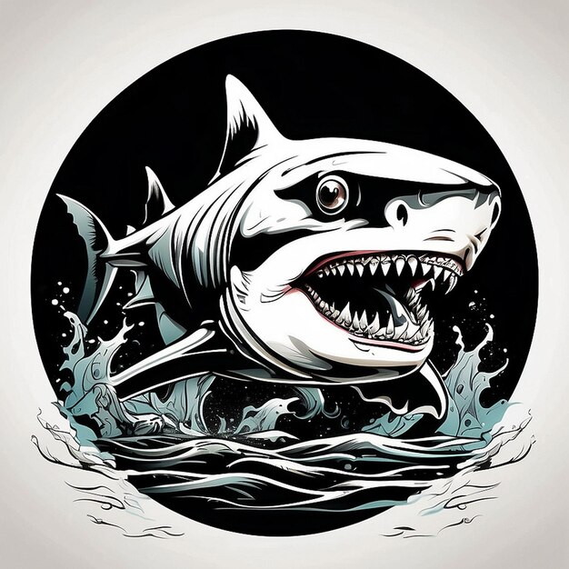 Foto shark-thema vector t-shirt ontwerp gemaakt met ai